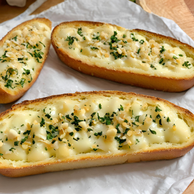 Easy Air Fryer Garlic Bread recipe this one is made with added cheese on top and us just as delicious as the original.