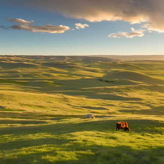 Delectable World of Nutrient-Dense Beef - AI generation of the wild Wyoming open range grasslands.