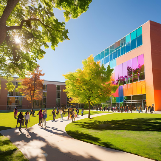 College: Is It Worth It? - Students outside of a building on a college campus.