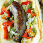 Instant Pot Wine Brats - Brats recipe that included onions and variety of peppers cooked in wine.
