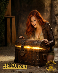 Beautiful redhead opening a Mystery Box