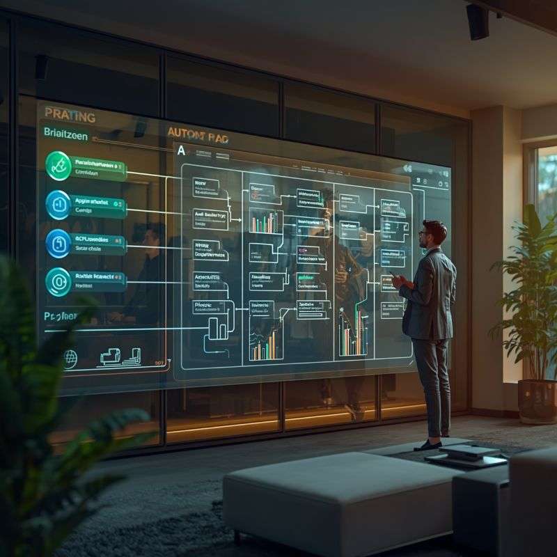 PonoAI for the World - a man standing in front of a smartboard containing AI Workflow Automation