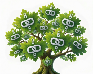 Linktree Training Series Hub - Large tree with "links" of multiple sizes displayed on it.